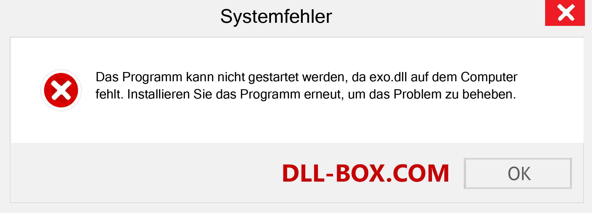 exo.dll-Datei fehlt?. Download für Windows 7, 8, 10 - Fix exo dll Missing Error unter Windows, Fotos, Bildern