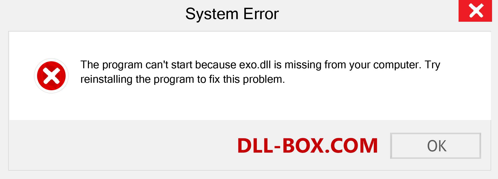  exo.dll file is missing?. Download for Windows 7, 8, 10 - Fix  exo dll Missing Error on Windows, photos, images